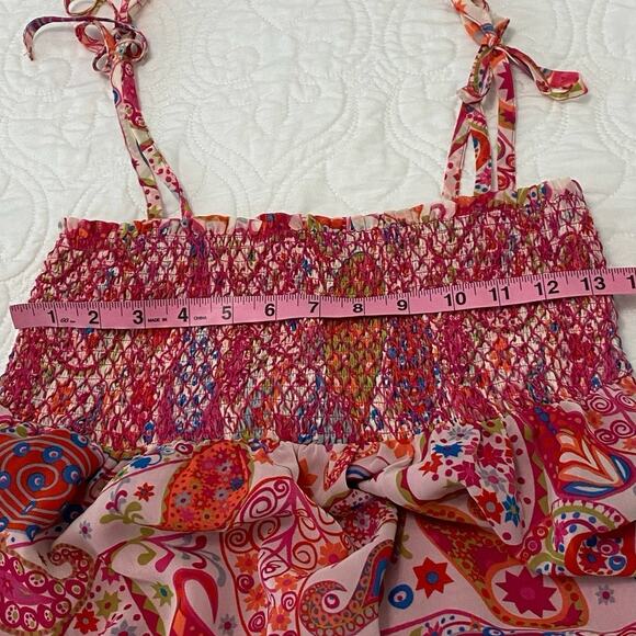 Liberty Of London Smocked Maxi Colorful Floral Maxi Dress Sz Medium Empire Waist - Picture 3 of 7